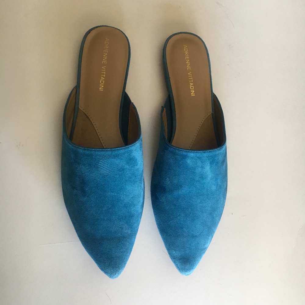 EUC Blue suede mules